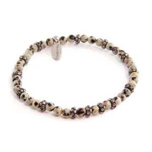 Mens Dalmatian and Faceted Donut Beaded Bracelet