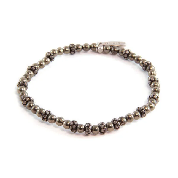 Mens Pyrite and Faceted Donut Beaded Bracelet