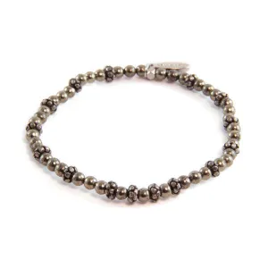 Mens Pyrite and Faceted Donut Beaded Bracelet