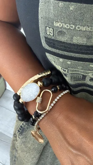 Mesa Stone Bracelet Stack, Black