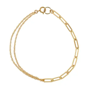 Mika Split Oval / Rope Chain Bracelet - Gold