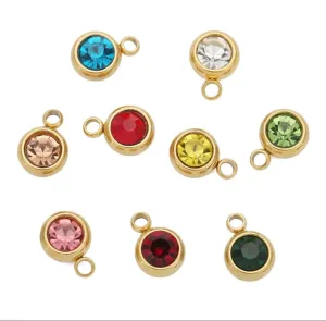Mini Round Gem Stone Charm