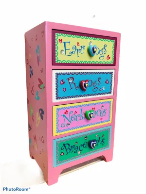 Miniature Wooden Chest of Drawers Jewelry Box! Super Cute & Functional!