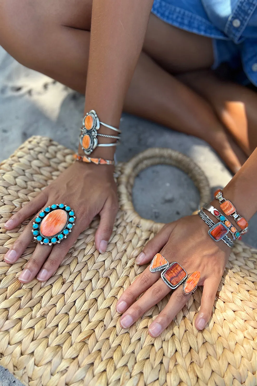 Modern Navajo Red Spiny Shell Cuff Bracelet