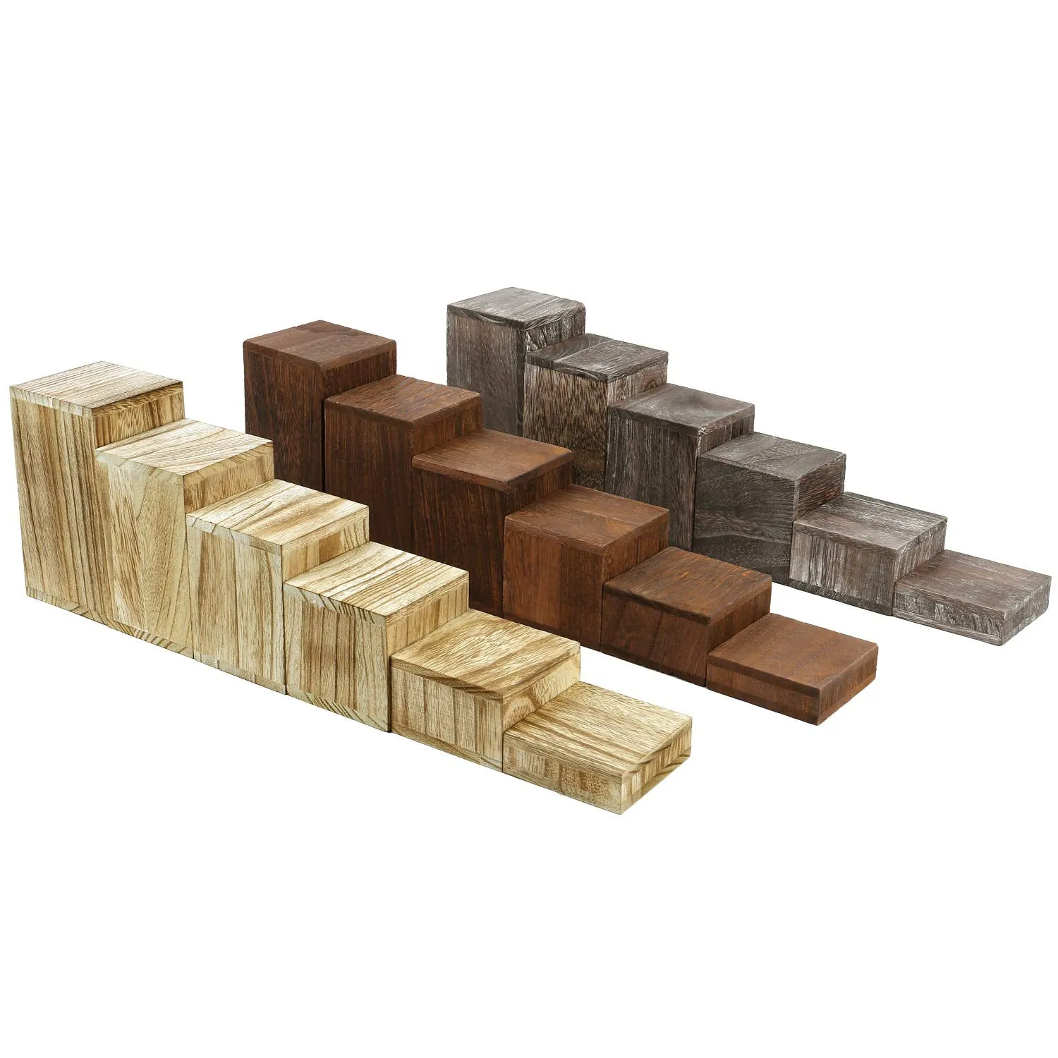 MOOCA Wooden 6 Pcs Square Risers for Display Jewelry and Accessories Display Stand Wooden Risers For Jewelry Figurine, Oak