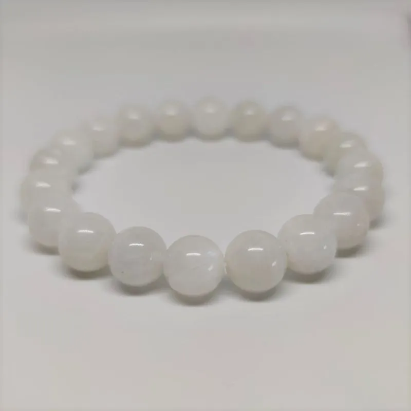 Moonstone Round Bead Crystal Bracelet