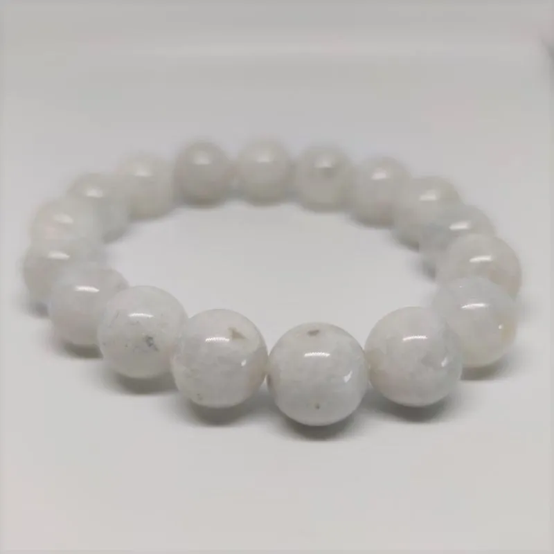 Moonstone Round Bead Crystal Bracelet