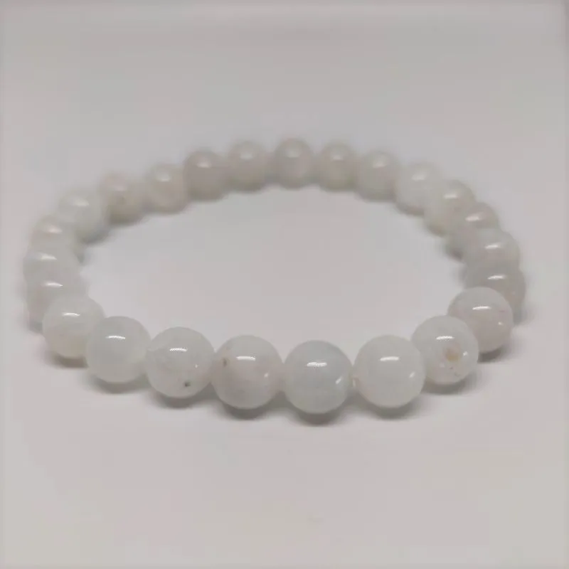 Moonstone Round Bead Crystal Bracelet
