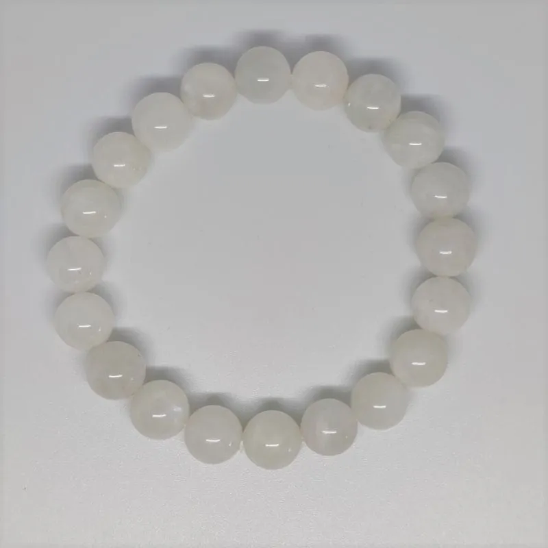 Moonstone Round Bead Crystal Bracelet