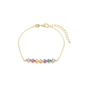 Multi Colored Solitaire X Baguette Bar Bracelet