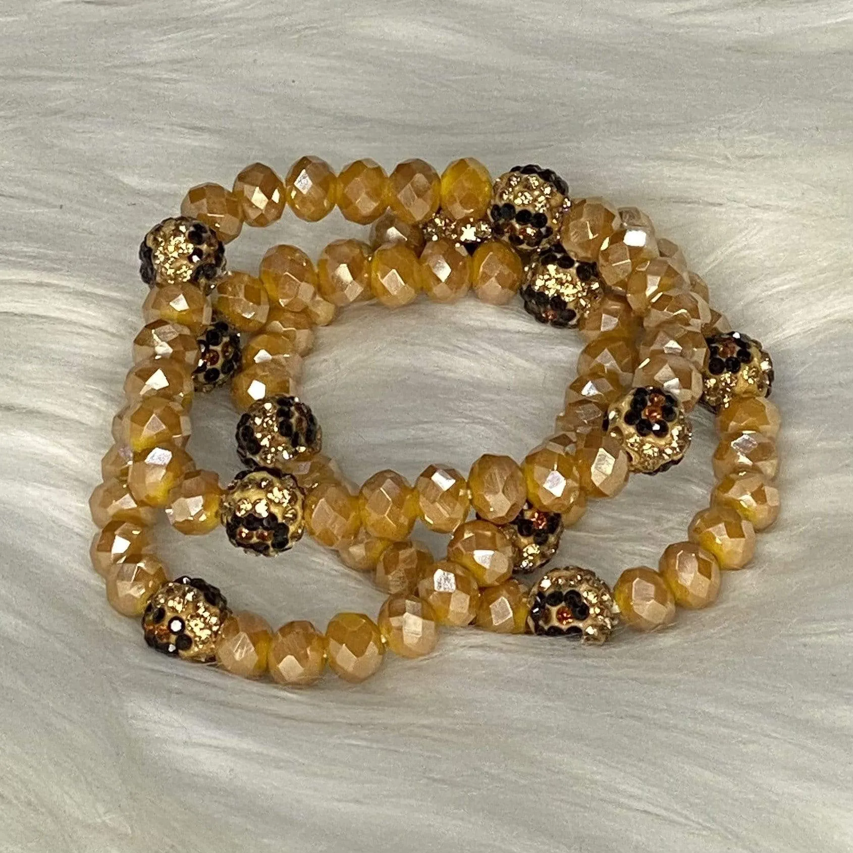 Mustard and Leopard Crystal Bracelet
