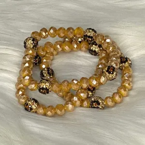 Mustard and Leopard Crystal Bracelet