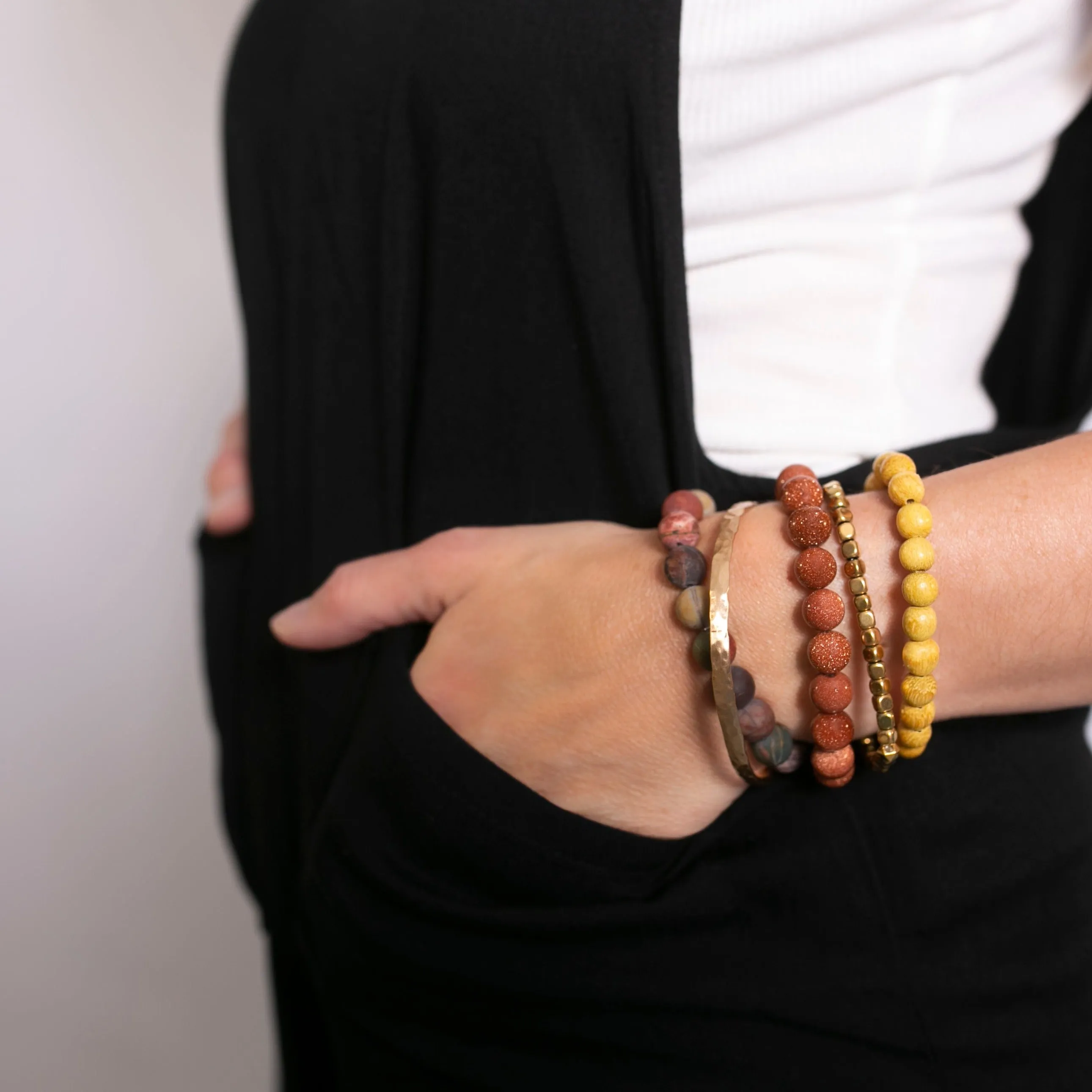 Mustard Wood 8mm Bracelet