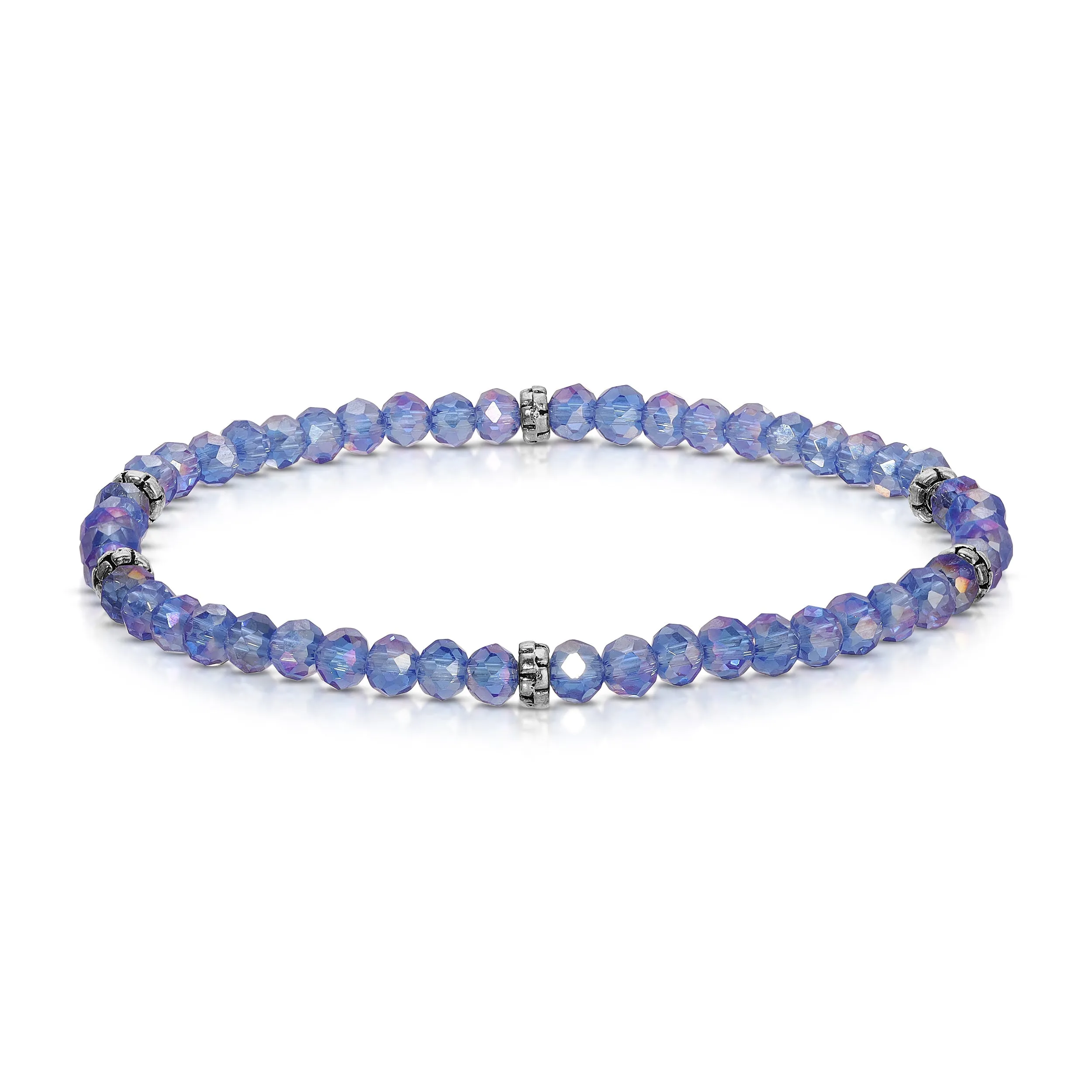 My FUN Colors Mini Crystal Bracelet Medium Blue AB Bracelet / Silver Accent