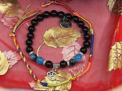Namaste Jewelry Black Onyx blue Agate OM Stone Bead Yoga Evil Eye Free Bracelet