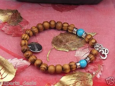 Namaste Jewelry Turquoise Wood Stone Buddah Yogi OM Love Energy Free Bracelet