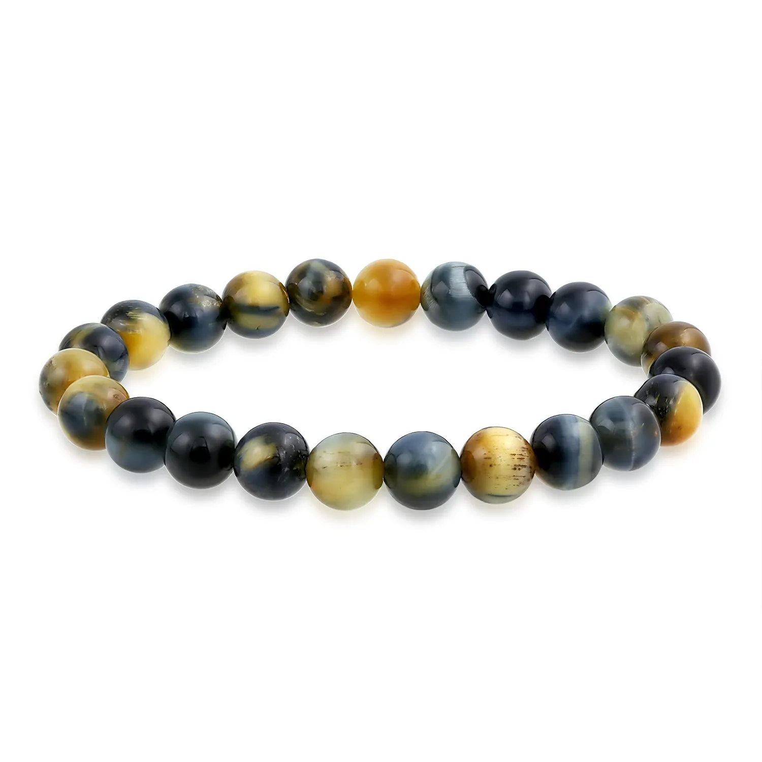 Natural Multi-Color Gemstone 8MM Bead Stackable Stretch Bracelet for Men Unisex