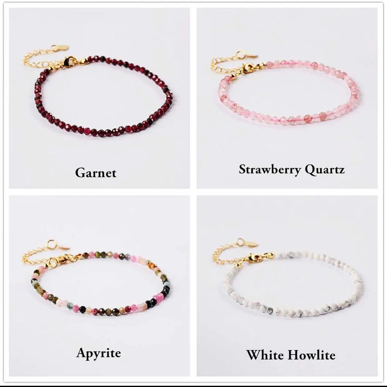 Natural Quartz/Crystals Bracelets  24k Gold Plated