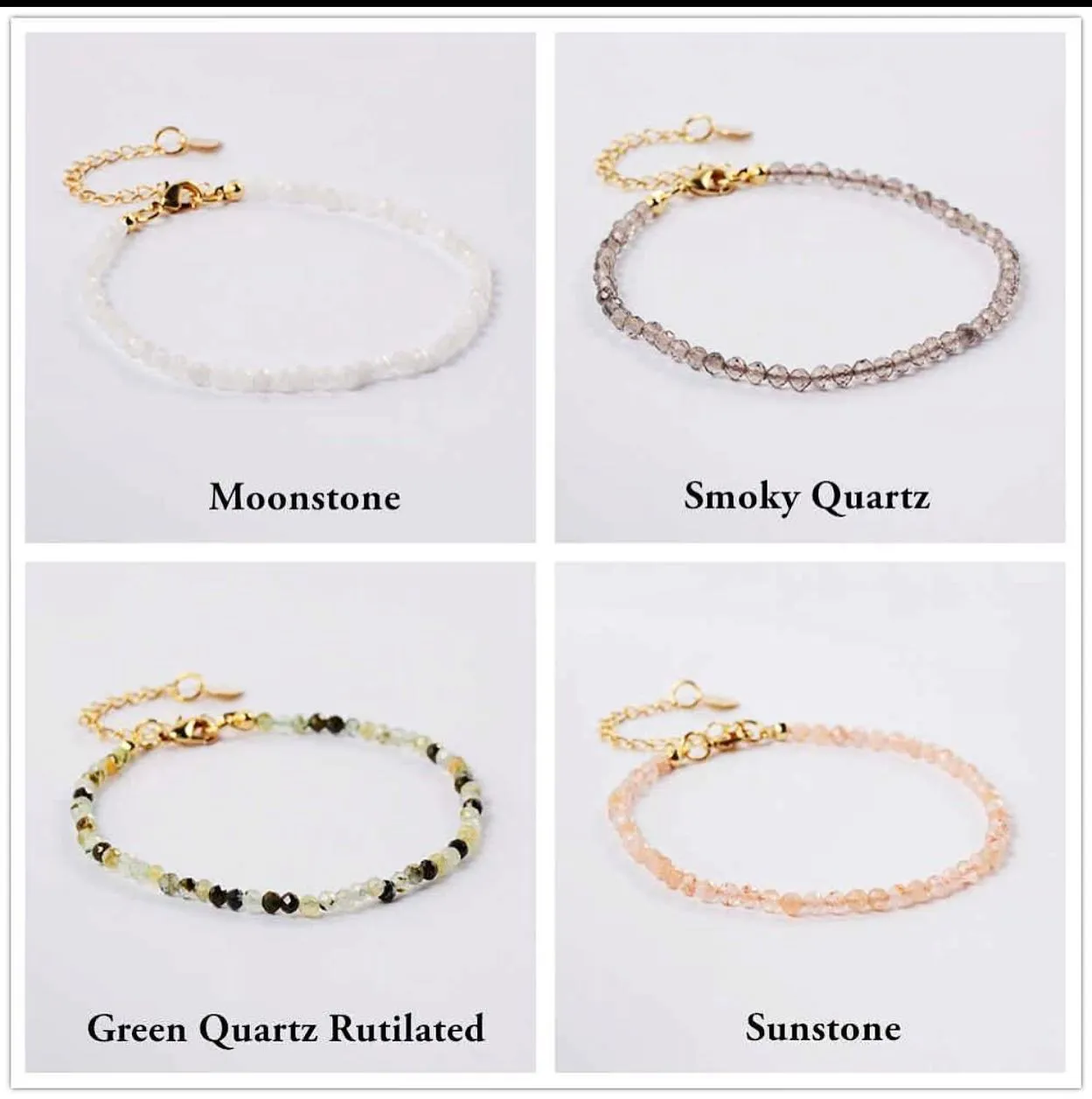 Natural Quartz/Crystals Bracelets  24k Gold Plated