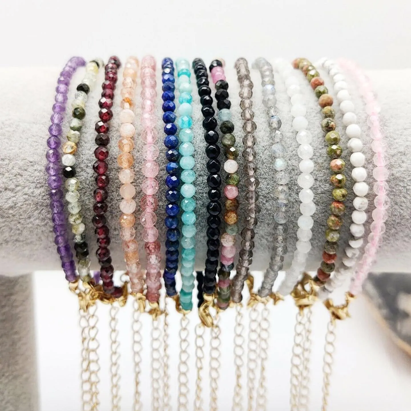Natural Quartz/Crystals Bracelets  24k Gold Plated