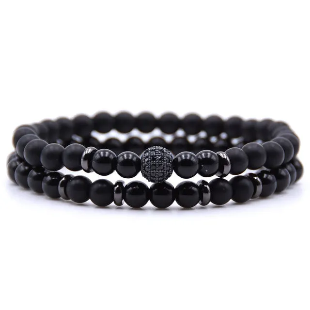Natural Stone  Bracelet  Bead Bracelets 2pc/sets Men and Women