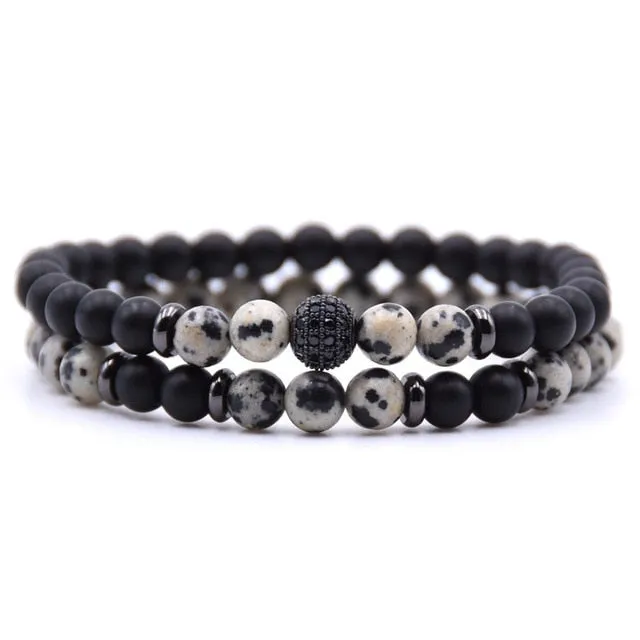 Natural Stone  Bracelet  Bead Bracelets 2pc/sets Men and Women