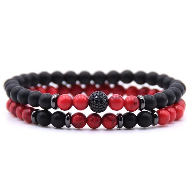 Natural Stone  Bracelet  Bead Bracelets 2pc/sets Men and Women