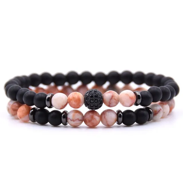 Natural Stone  Bracelet  Bead Bracelets 2pc/sets Men and Women