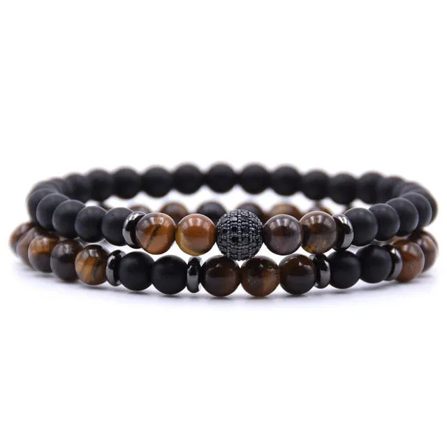 Natural Stone  Bracelet  Bead Bracelets 2pc/sets Men and Women