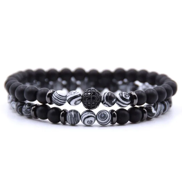 Natural Stone  Bracelet  Bead Bracelets 2pc/sets Men and Women