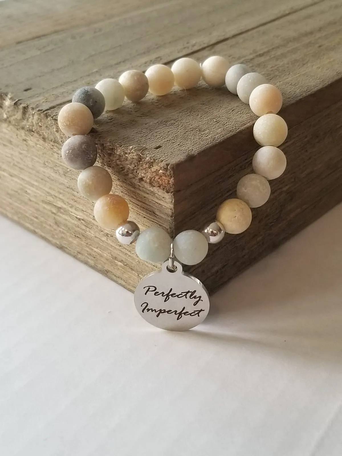 Natural Stone Themed Engraved Charm Bracelet