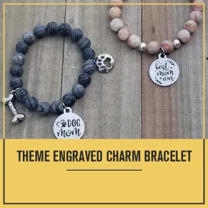 Natural Stone Themed Engraved Charm Bracelet