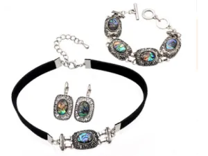 Natural Vintage Shell Earrings Necklace Bracelet Three-Piece Set