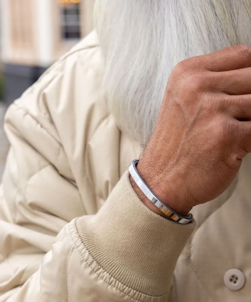 Navarch Side Cuff Bracelet in Pigeon Blue/Silver