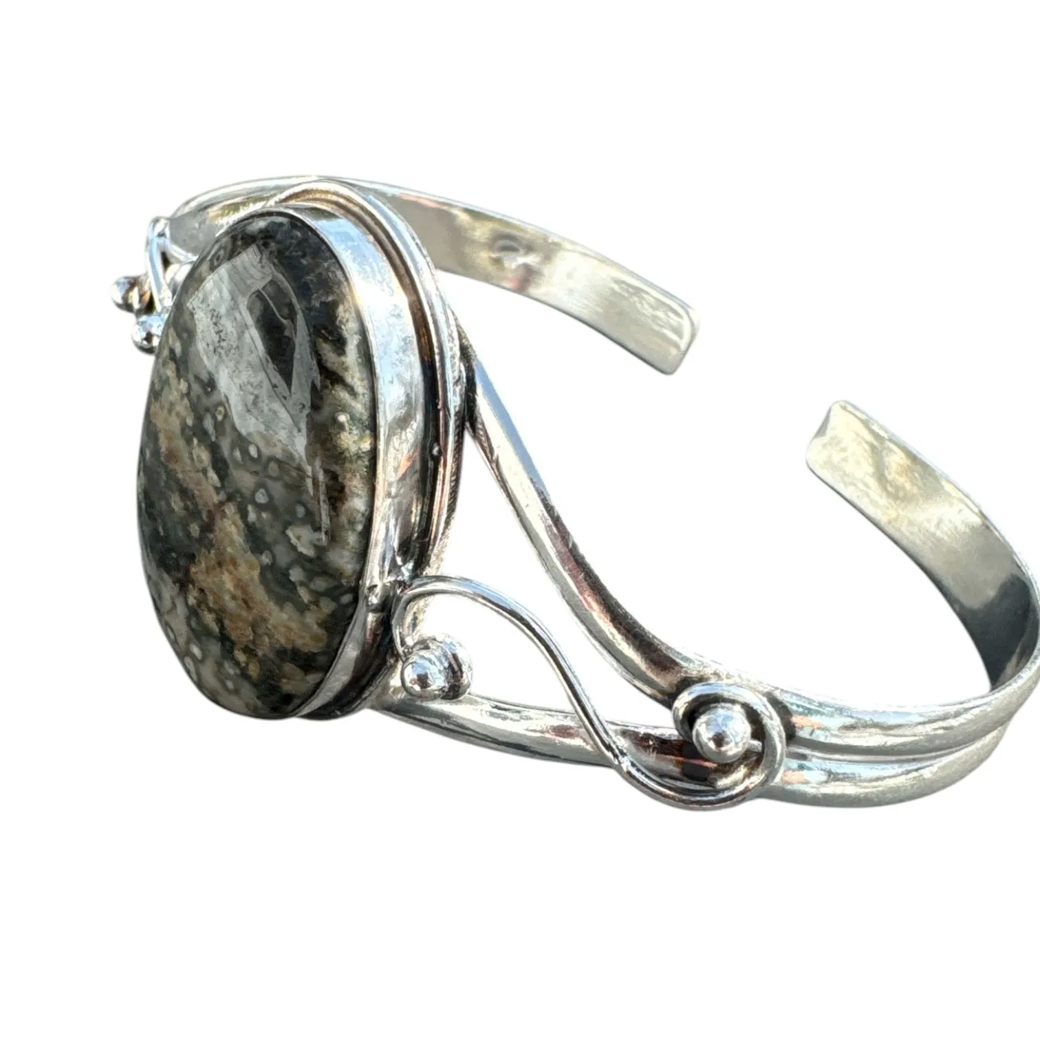Ocean Jasper Solid 925 Sterling Silver Cuff Bracelet