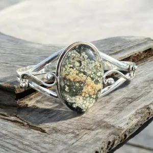 Ocean Jasper Solid 925 Sterling Silver Cuff Bracelet