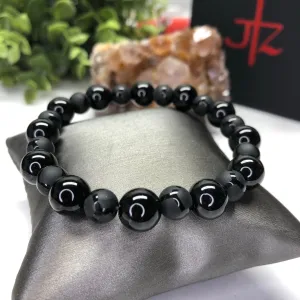 Onyx and Matte Onyx Turtle Print Men's Bracelet- Black Shell