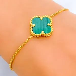 Opulent Beautiful 21k Gold Clover Bracelet