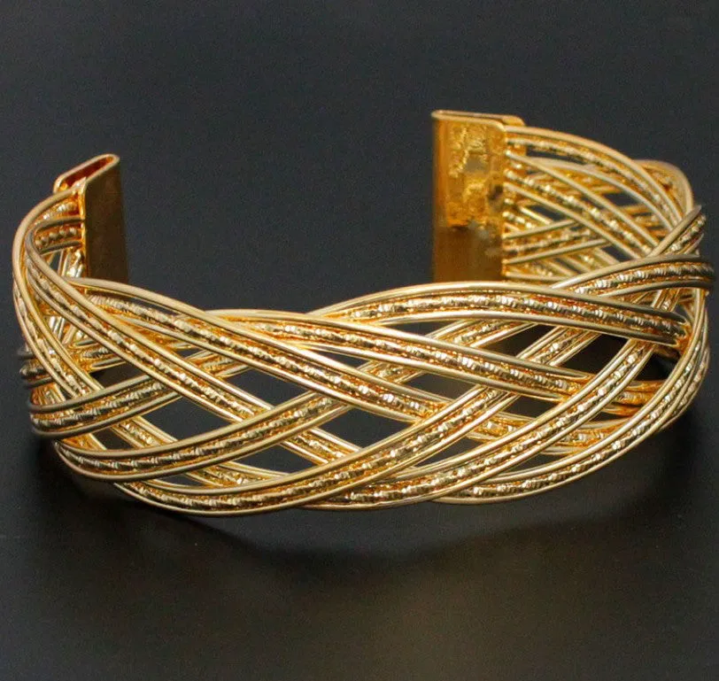 Overlapping Braids Cuff Bracelet