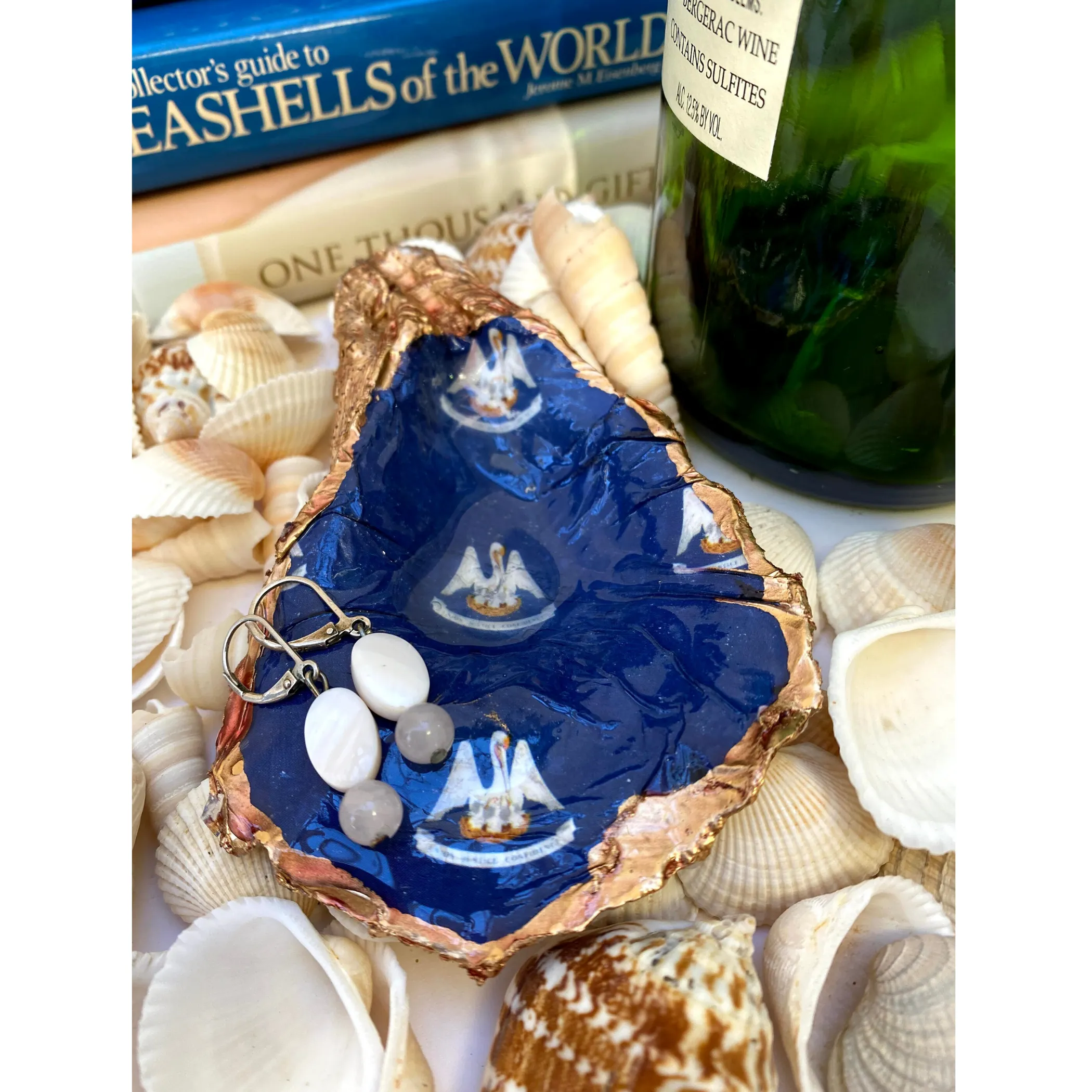 Oyster Shell Art,  Louisiana Flag Gift