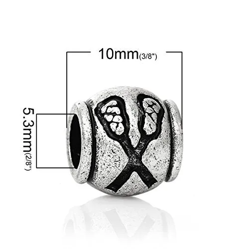 Paddle Pattern Charm Compatible with European Snake Chain Charm Bracelet