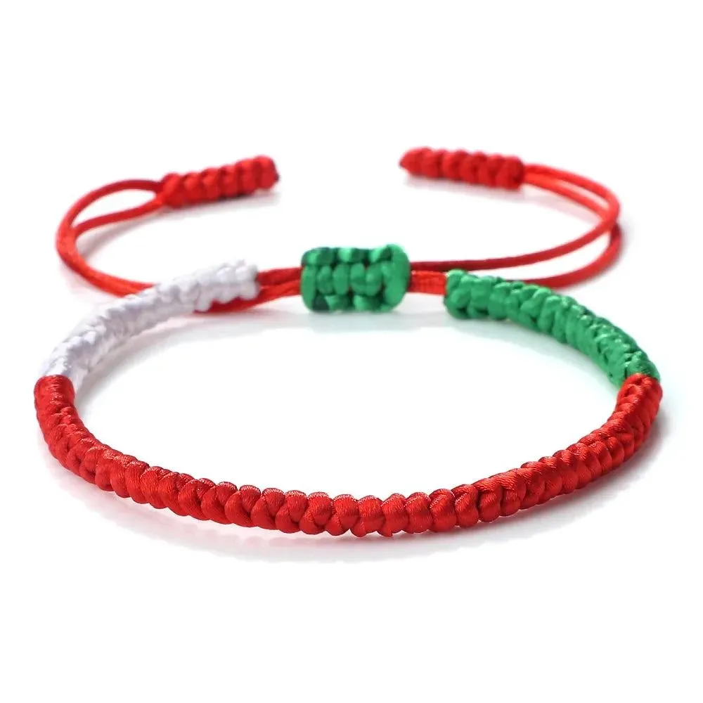 Palestine Flag Color Braided Rope Bracelet Middle Eastern Countries Mixed Colors Adjustable Bracelet Patriotic Jewelry Women Men