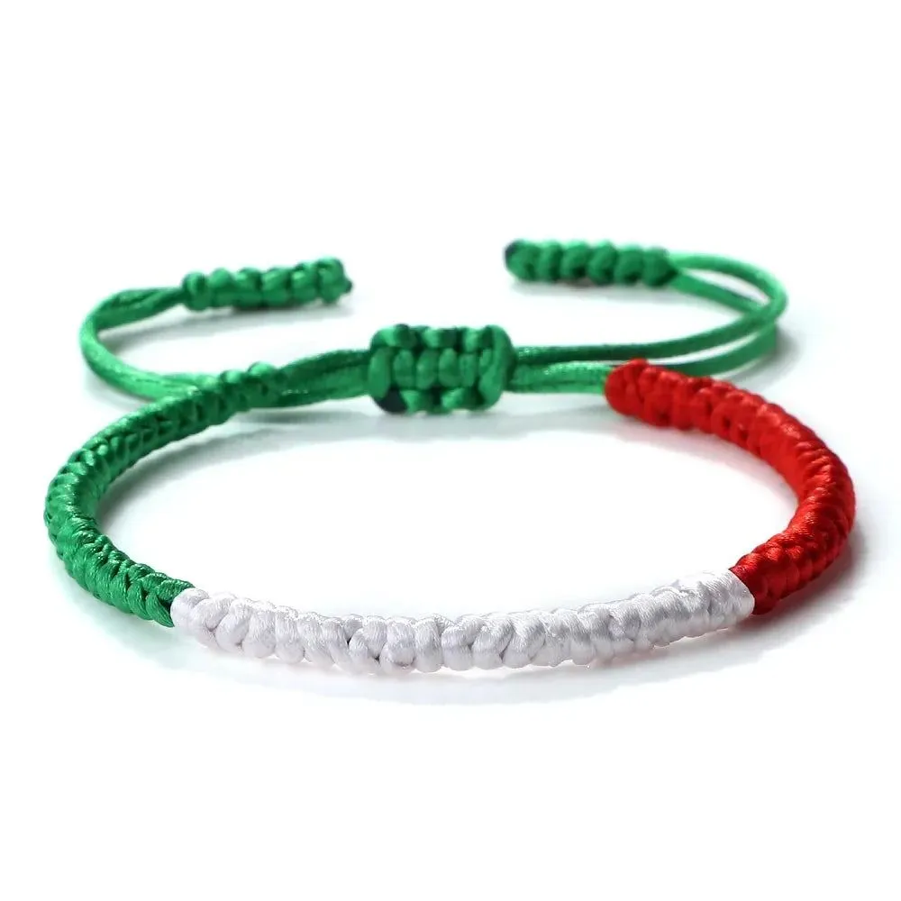 Palestine Flag Color Braided Rope Bracelet Middle Eastern Countries Mixed Colors Adjustable Bracelet Patriotic Jewelry Women Men