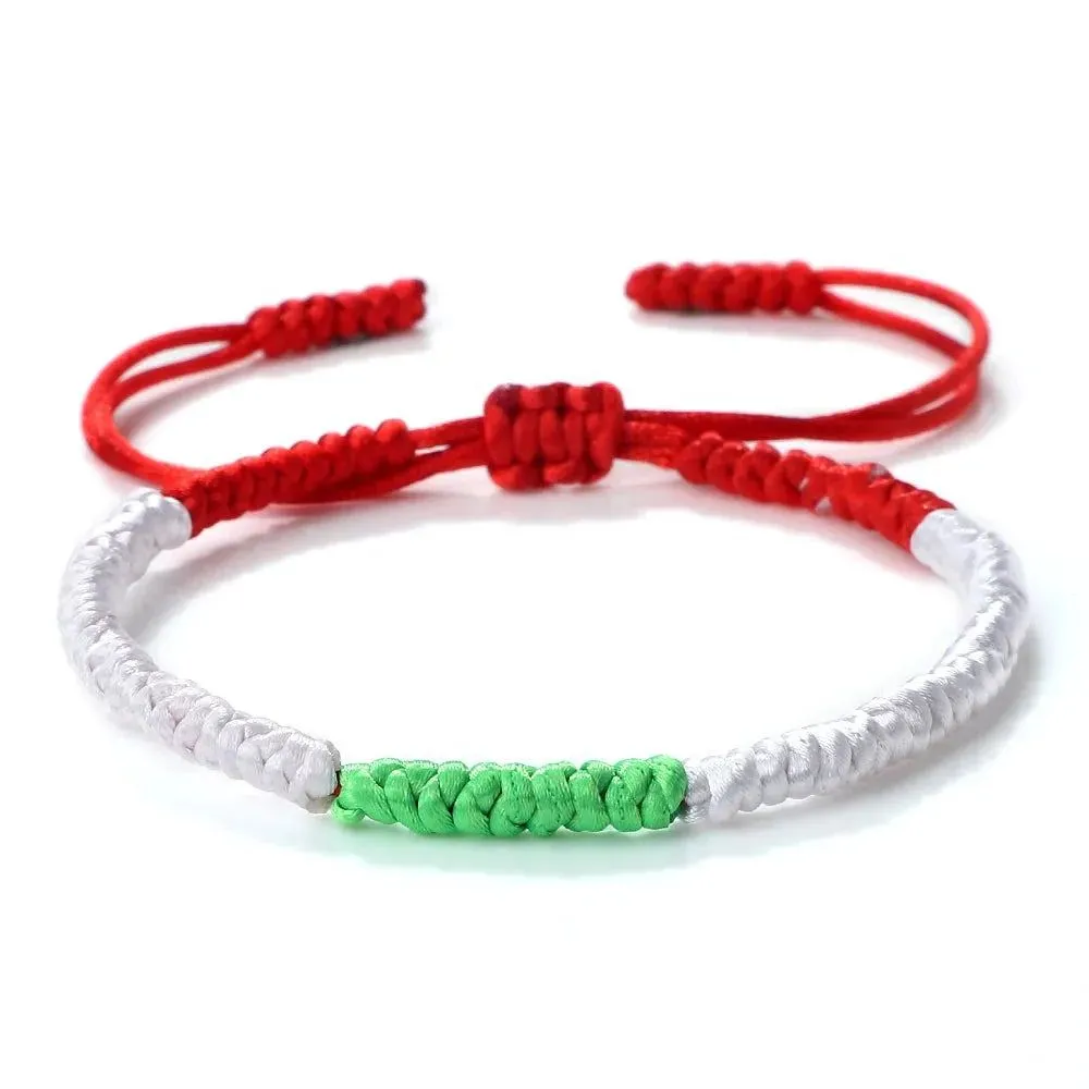 Palestine Flag Color Braided Rope Bracelet Middle Eastern Countries Mixed Colors Adjustable Bracelet Patriotic Jewelry Women Men