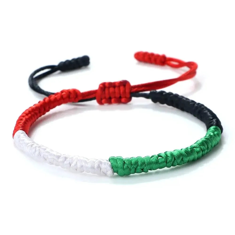Palestine Flag Color Braided Rope Bracelet Middle Eastern Countries Mixed Colors Adjustable Bracelet Patriotic Jewelry Women Men