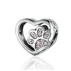 Paw Print in Heart Charm