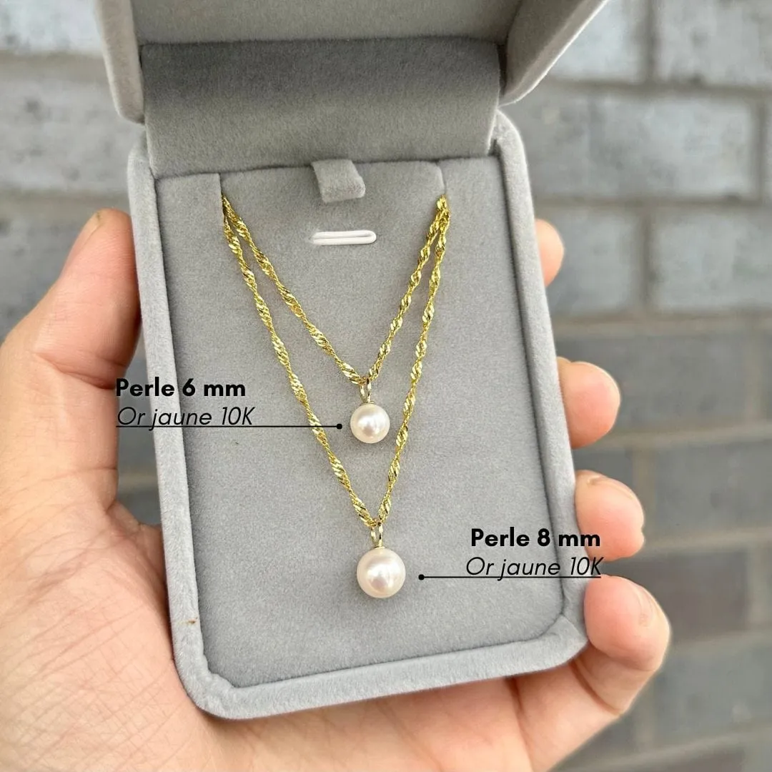 Pendentif perle d'eau douce et or 10k