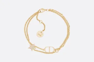 Petit CD Double Bracelet • Gold-Finish Metal and White Crystals
