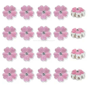 Pink Enamel Flower Beads with Rhinestone Center | Qty : 1pc | Size : 12mm