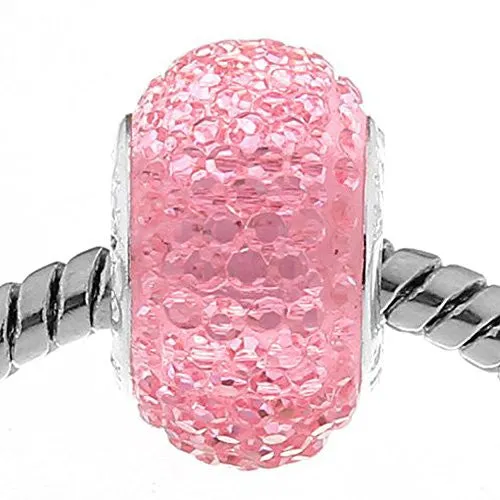 Pink Glitter Charm fits European Snake Chain Charm Bracelets